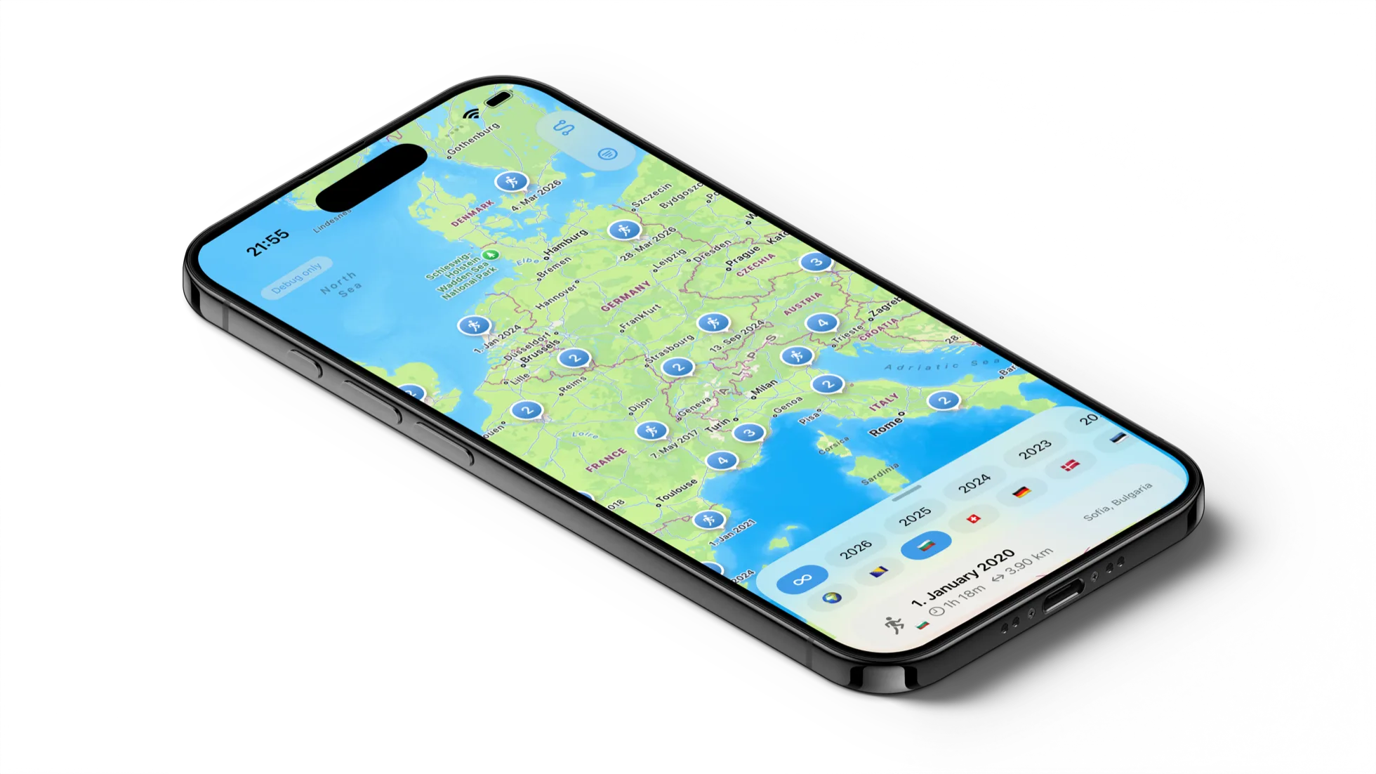Where did I train app showing workouts on an interactive world map
