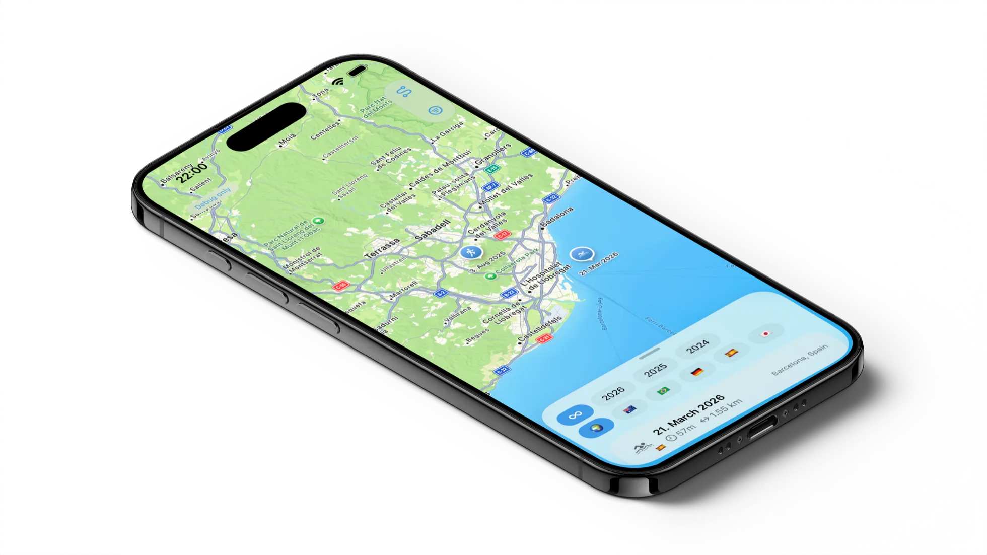 Where did I train app showing a closer map view
